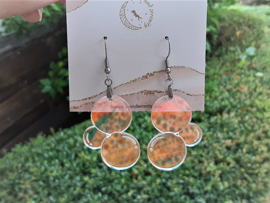 Fun Iridescent soap bubble earrings - unique color shift effect - handmade item. Different earring styles available! Gold, hoops or posts